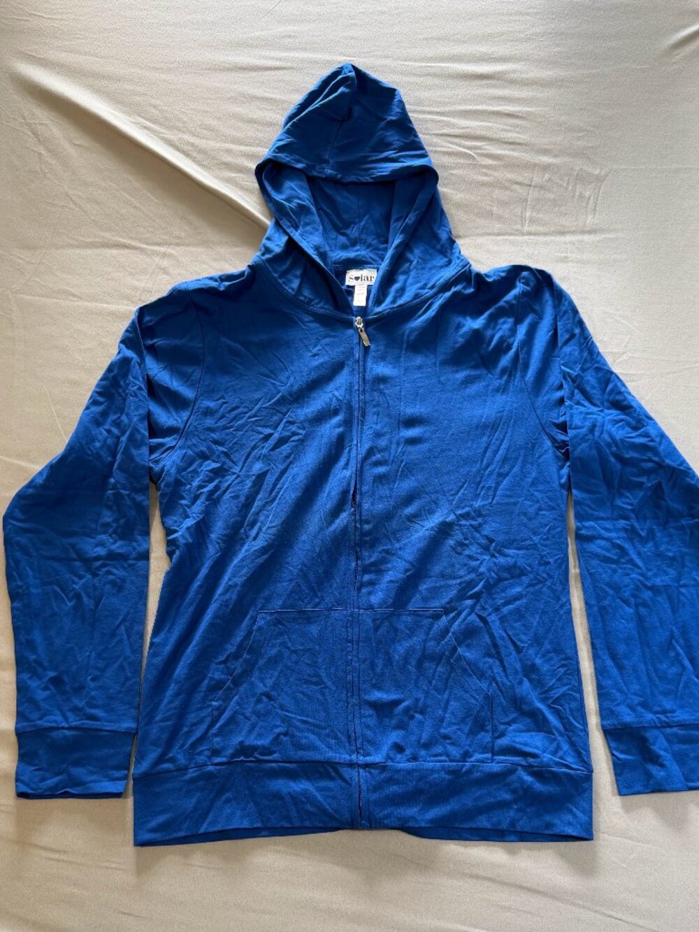Solar Collection Juniors Lightweight Full Zip Hoodie Blue Size XL New W/O Tags